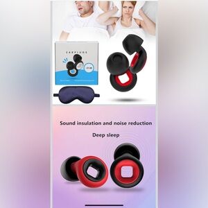 Black and Red Noise Reduction Earplugs without Sleep Mask